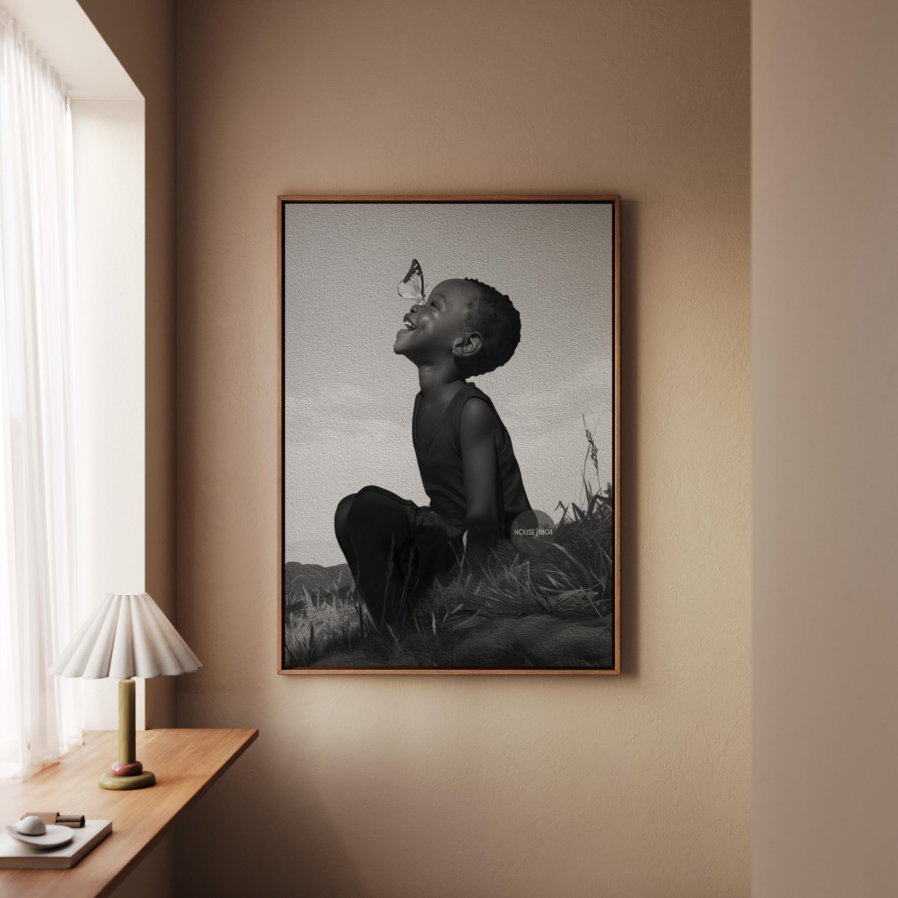 Black Boy Joy Art Canvas Framed, Black and White