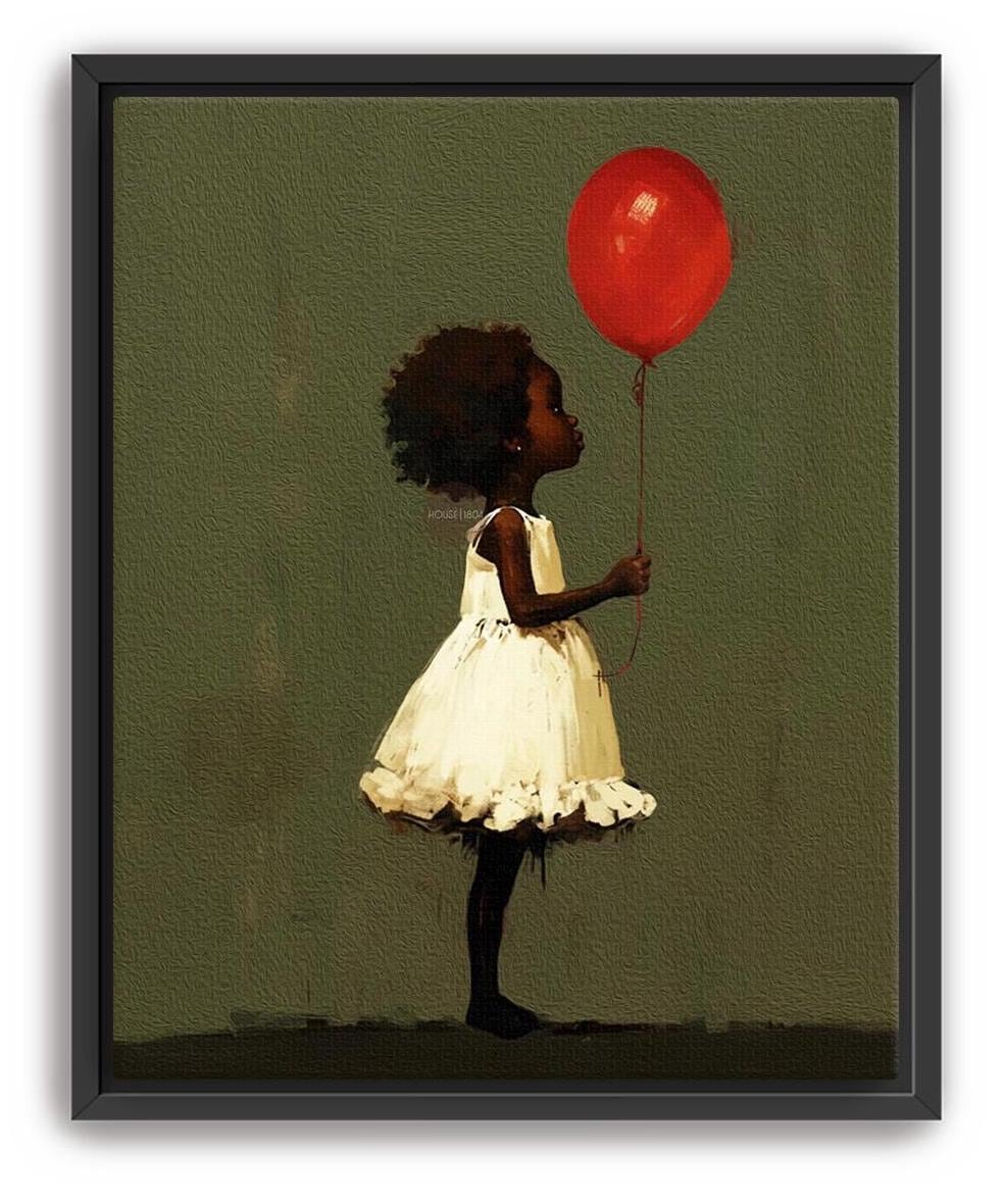 Black Girl Art, Whimsical Balloon Print | Paper Or Canvas, Nursery Wall Decor - Multiple Sizes