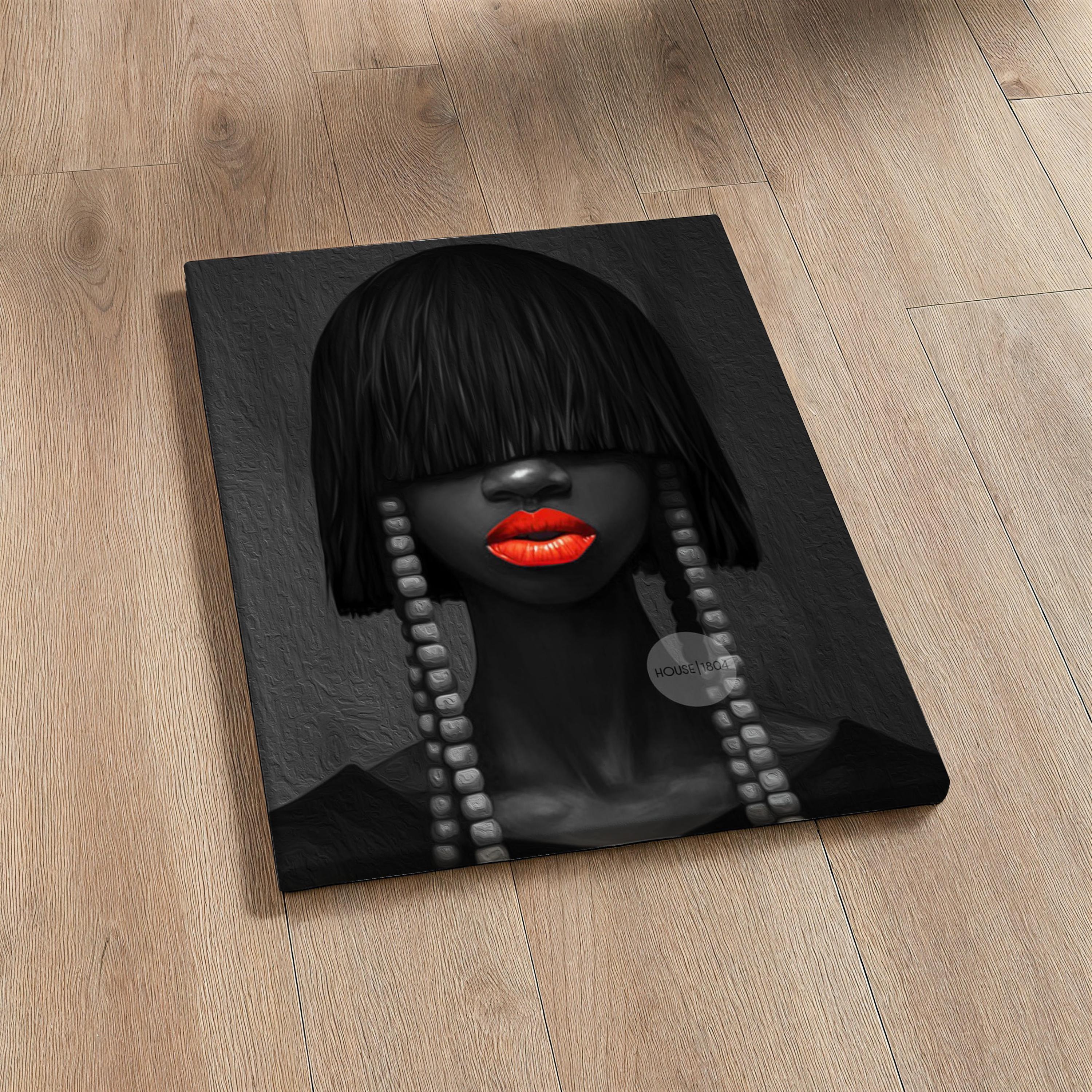 Black and White Afrocentric Woman Canvas Art