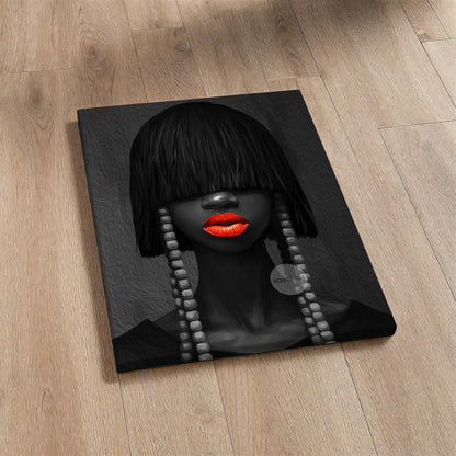 Black and White Afrocentric Woman Canvas Art