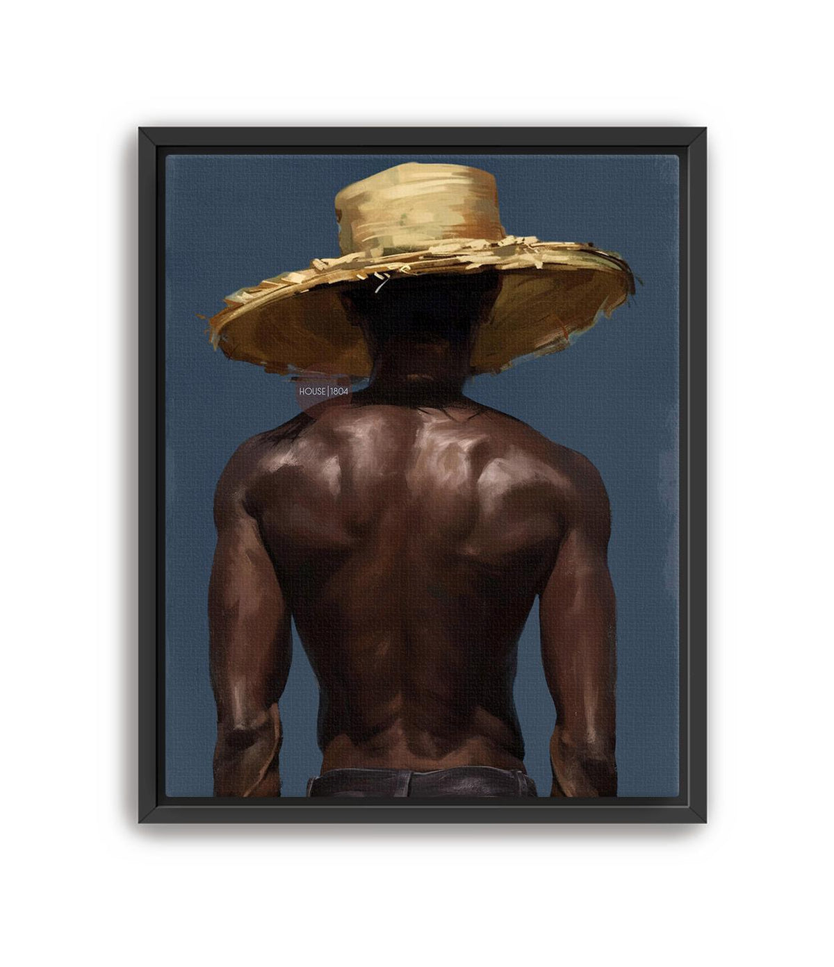 Afro Caribbean Wall Art, Island Black Man Portrait, Deep Blue Sea