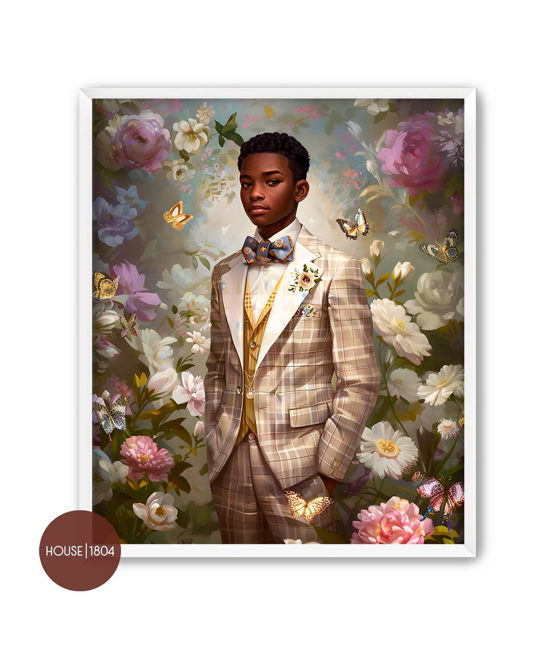 Black Boys Art, Bridgerton Art Print, Black Boy Wall Art, Black Boy Canvas Art, Black Boho Floral Art, African American Art Print, Black Art