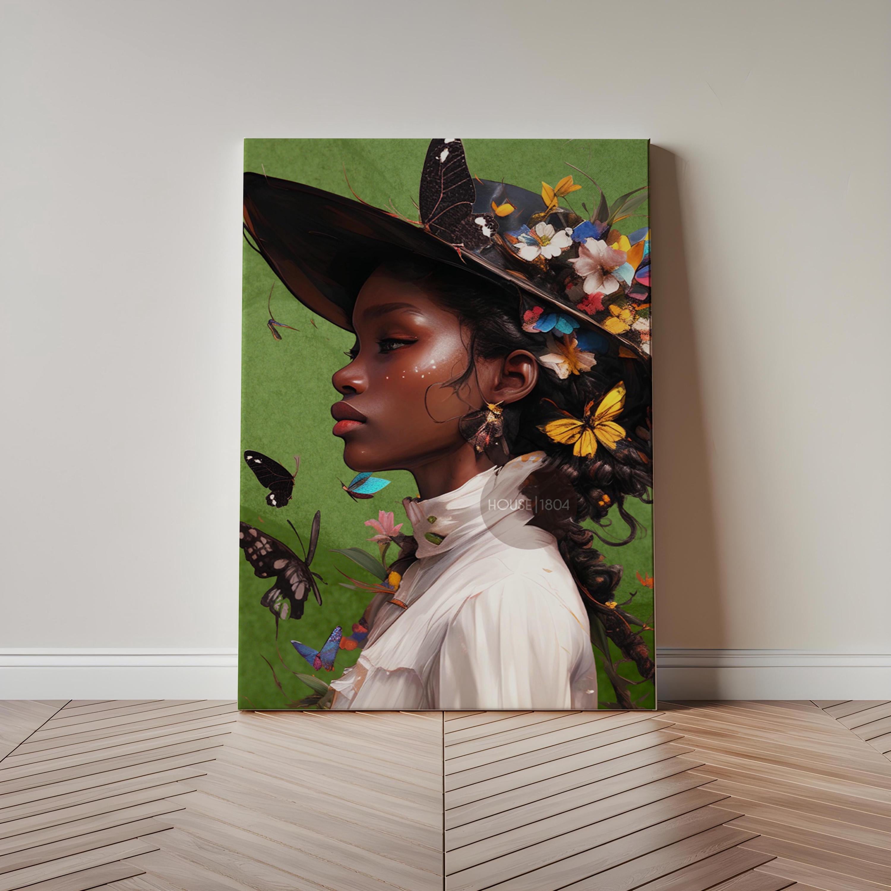 Colorful Black Woman Framed Canvas Wall Art Print