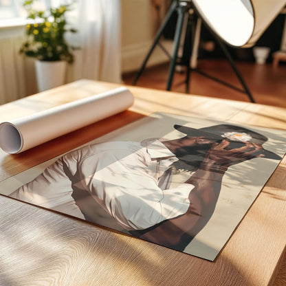 Black Man Portrait Art: Harlem Renaissance Art Print, Beige Background