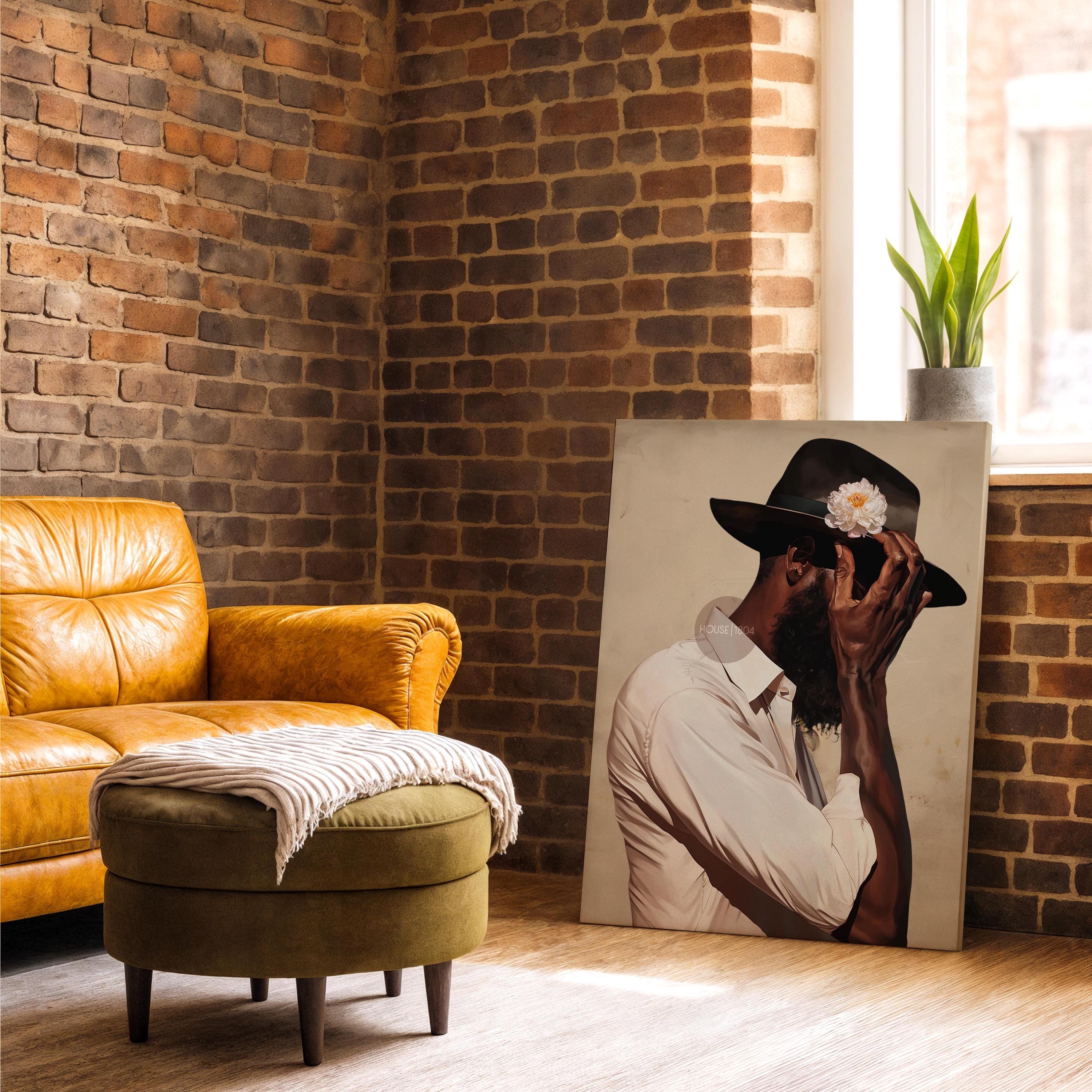 Black Man Portrait Art: Harlem Renaissance Art Print, Beige Background