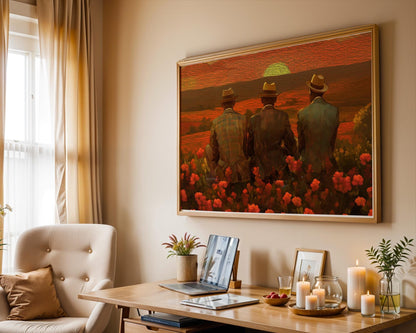 African American Man Canvas, Black Brothers Art, Black Men Wall Art, Brotherhood Art Print, Vintage Style Brotherhood Portrait