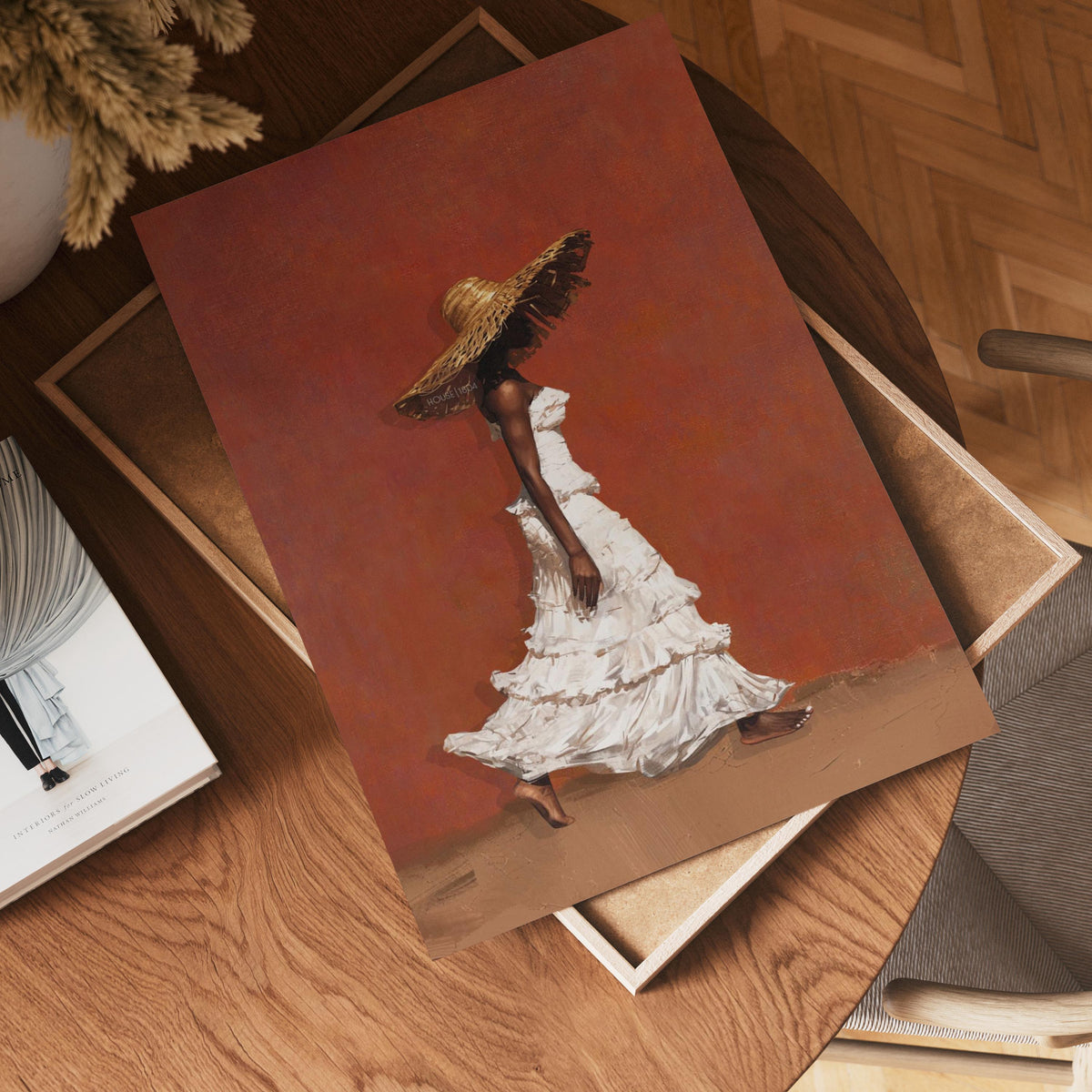 Afrocentric Wall Art, Terracotta Black Woman Portrait Canvas | Framed Unframed