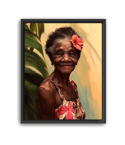 Elder Black Woman Floral Art Print