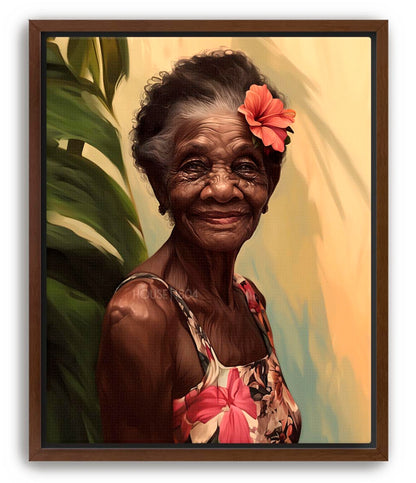 Elder Black Woman Floral Art Print