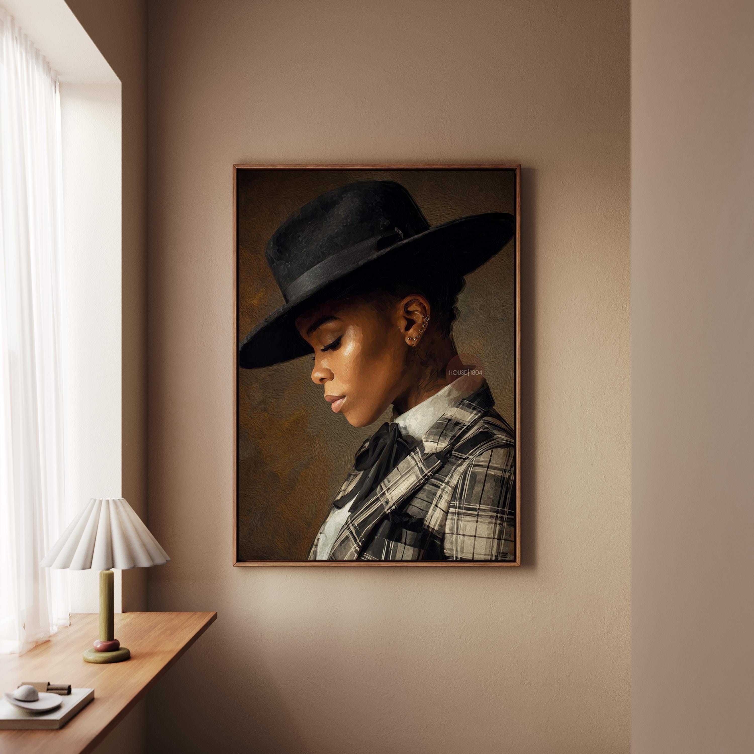 Black Woman Dandy Art - Afrocentric Wall Art | Vibrant Bohemian Dandy Artwork Canvas