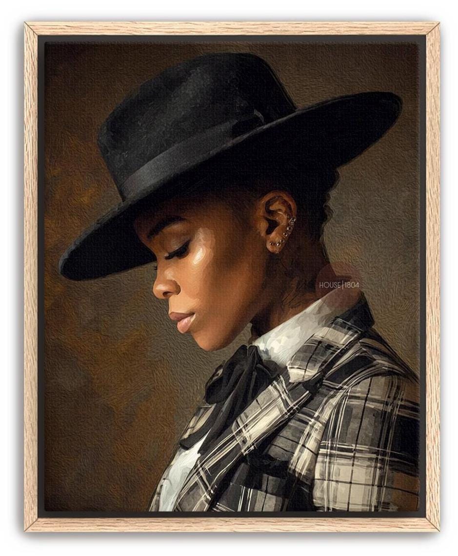 Black Woman Dandy Art - Afrocentric Wall Art | Vibrant Bohemian Dandy Artwork Canvas