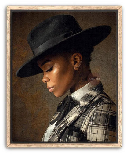 Black Woman Dandy Art - Afrocentric Wall Art | Vibrant Bohemian Dandy Artwork Canvas