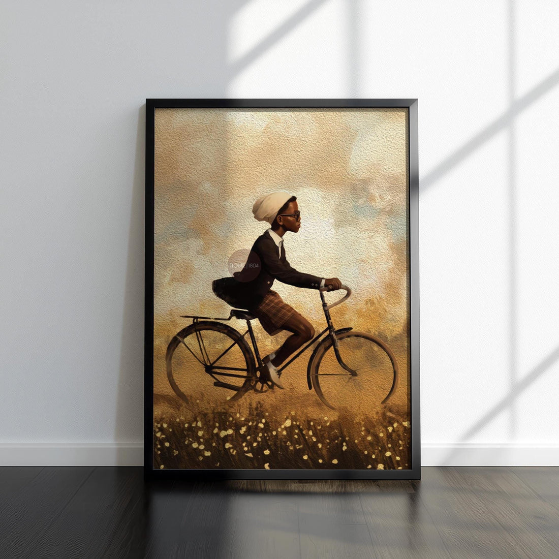 Black Boy Whimsical Framed Canvas Art