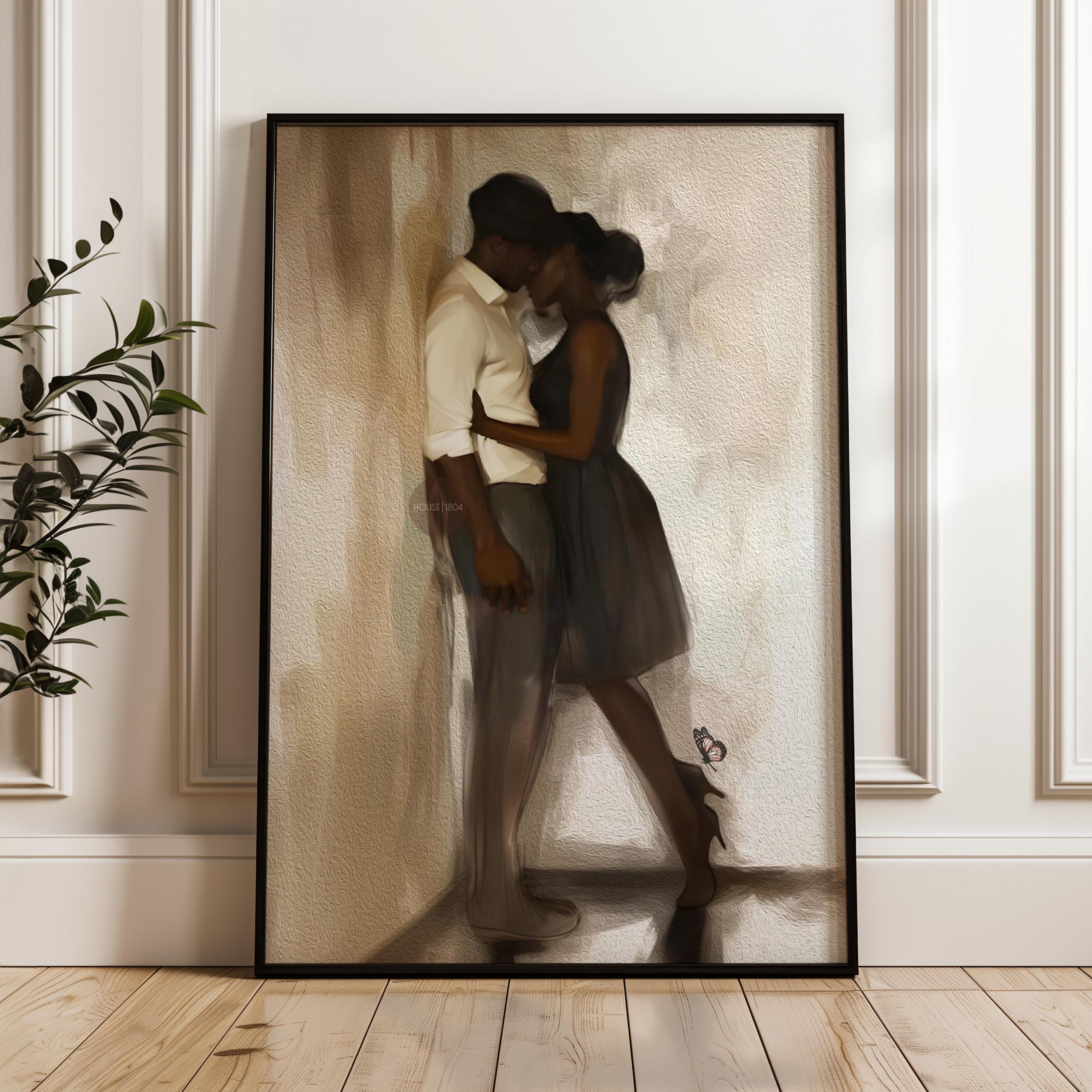Black Love Art Print, African American Couple, Valentine&