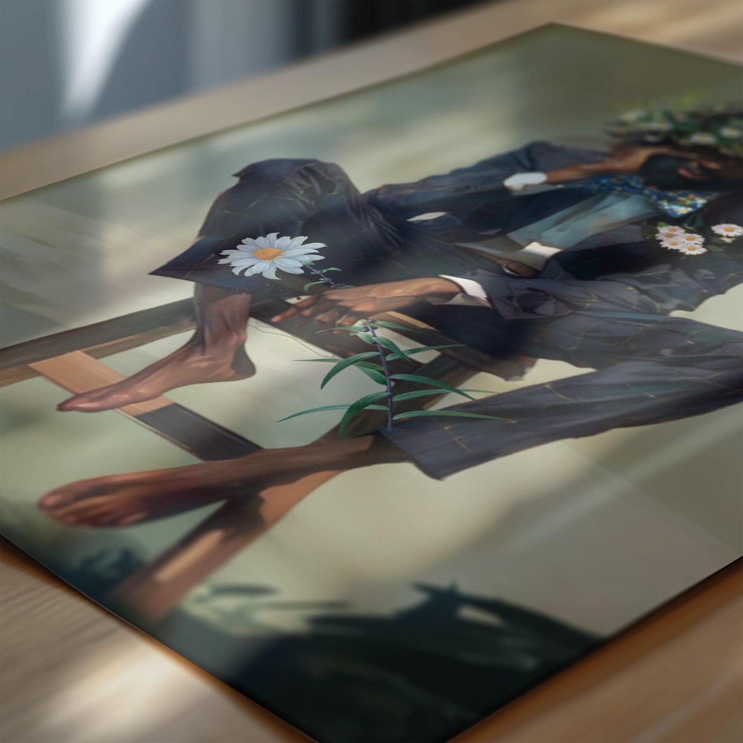 Black Man Floral Wall Art, Abstract Male Portrait, Contemporary Modern Canvas Print, Male Abstract Moody Wall Framed Print