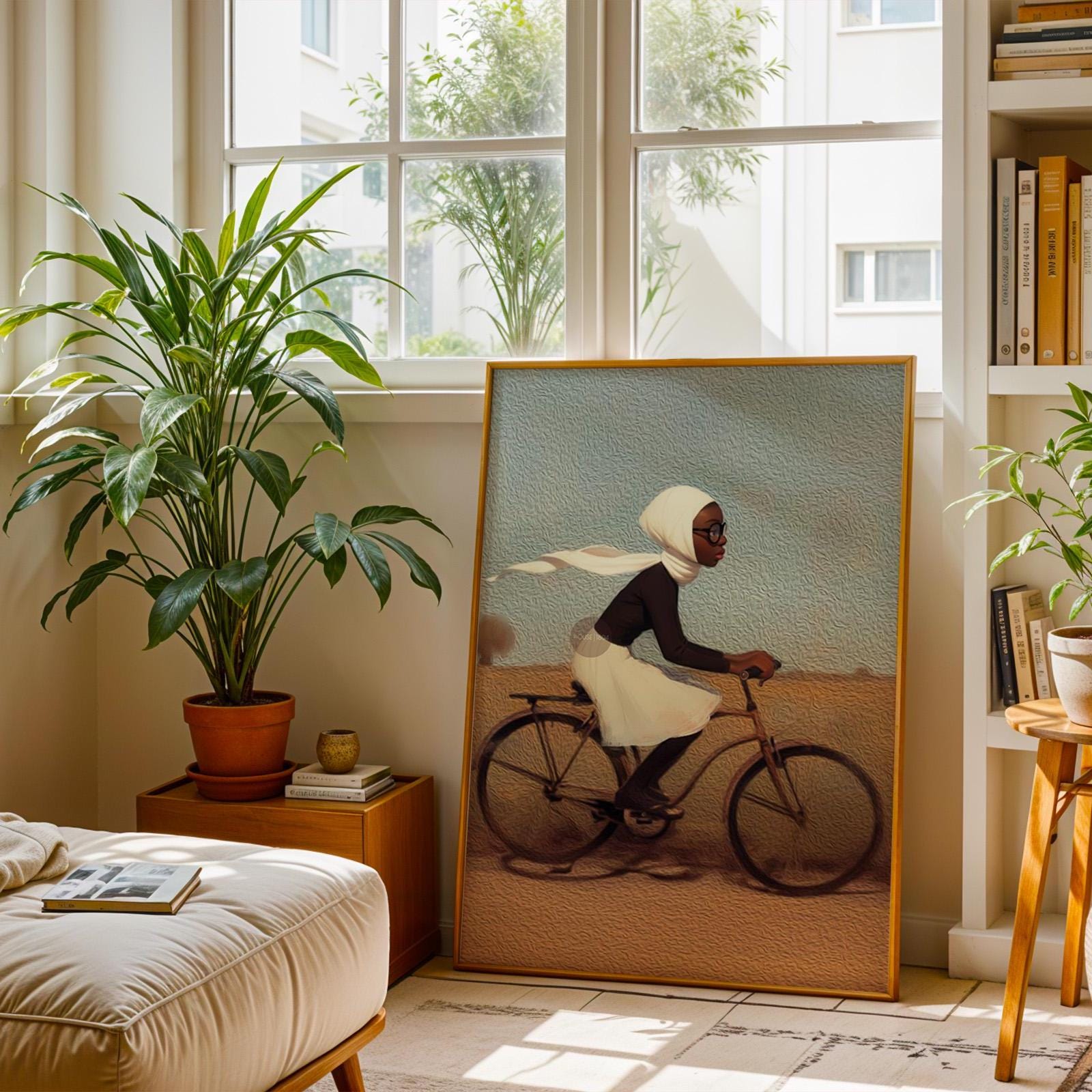 Whimsical Black Girl Framed Canvas Art