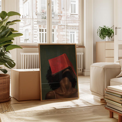 Black Woman Reading Art, Minimalist Green Portrait Canvas Prints!