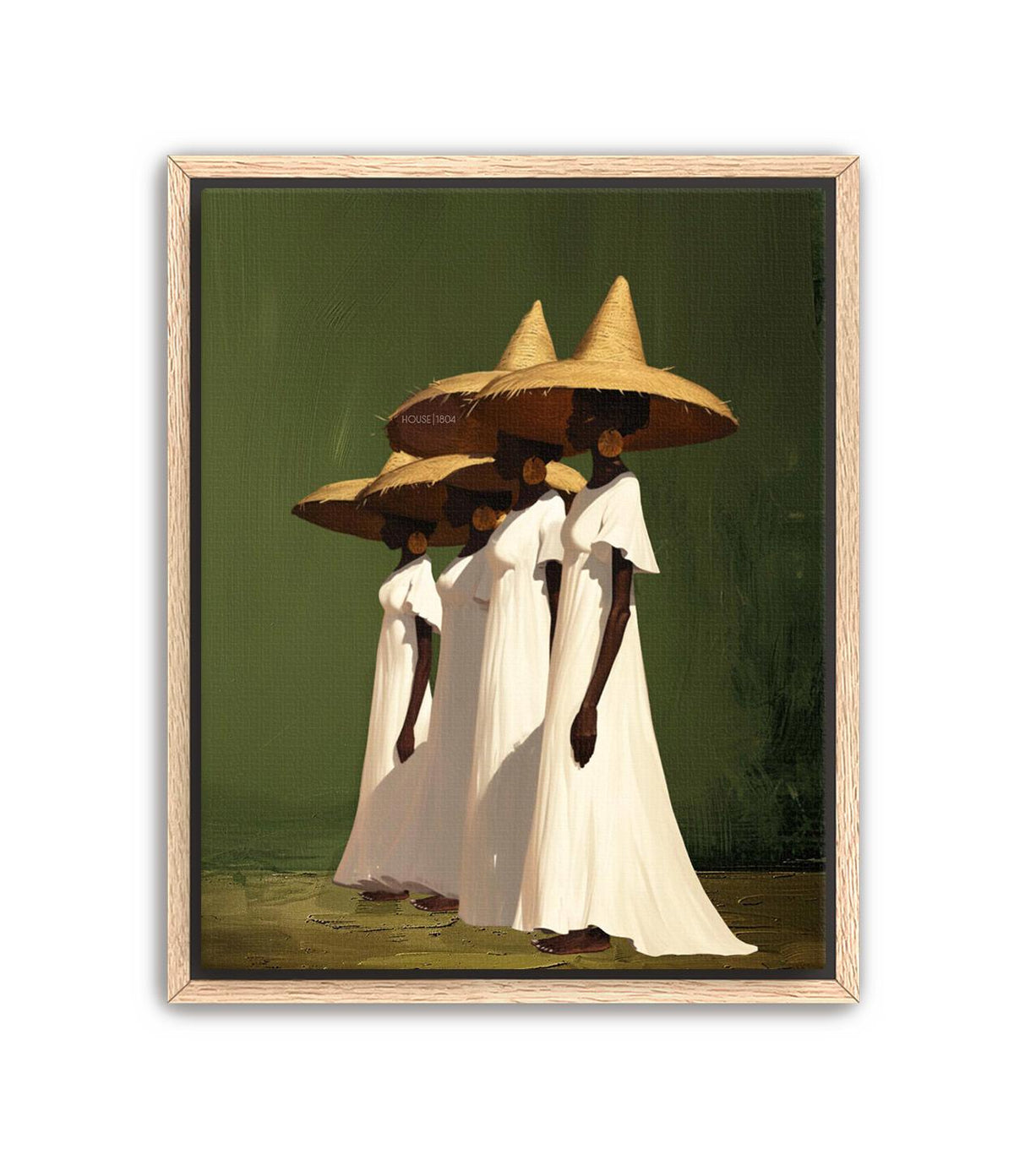 black women wall art, Sisterhood Canvas Print, Afrocentric  Contemporary, Olive Green.