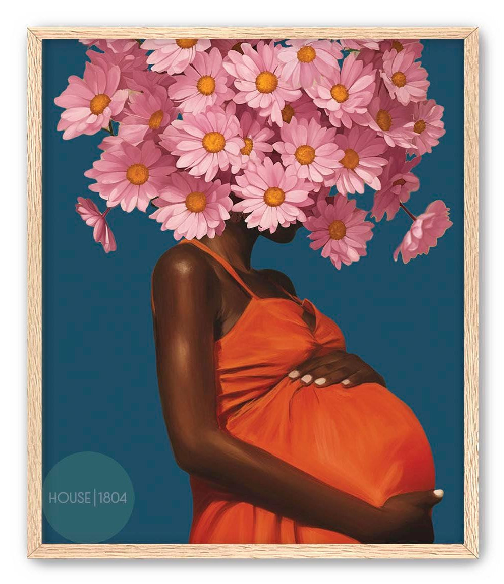 Black Motherhood Art, Pregnant Woman Art Print, Pregnant Black Mothers Art, Black Mothers Day Gifts, Mom to be Gift, Modern Pregnancy Art