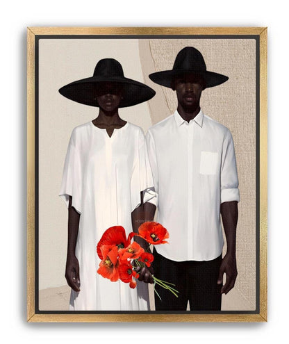 Afrocentric Couple Art Print: Black Love, Modern Poppies