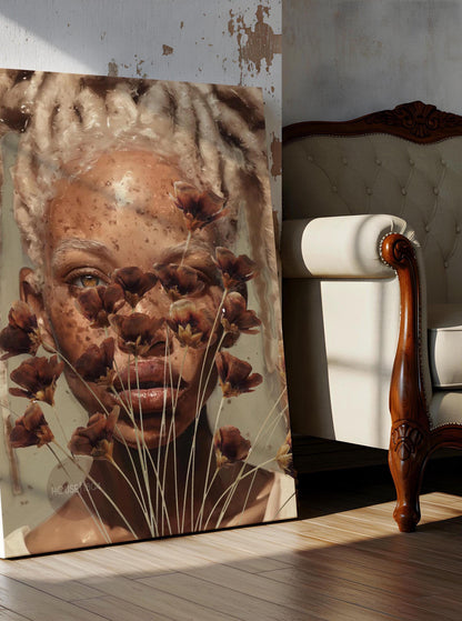 Black Woman Locs Artwork: Modern African American Print