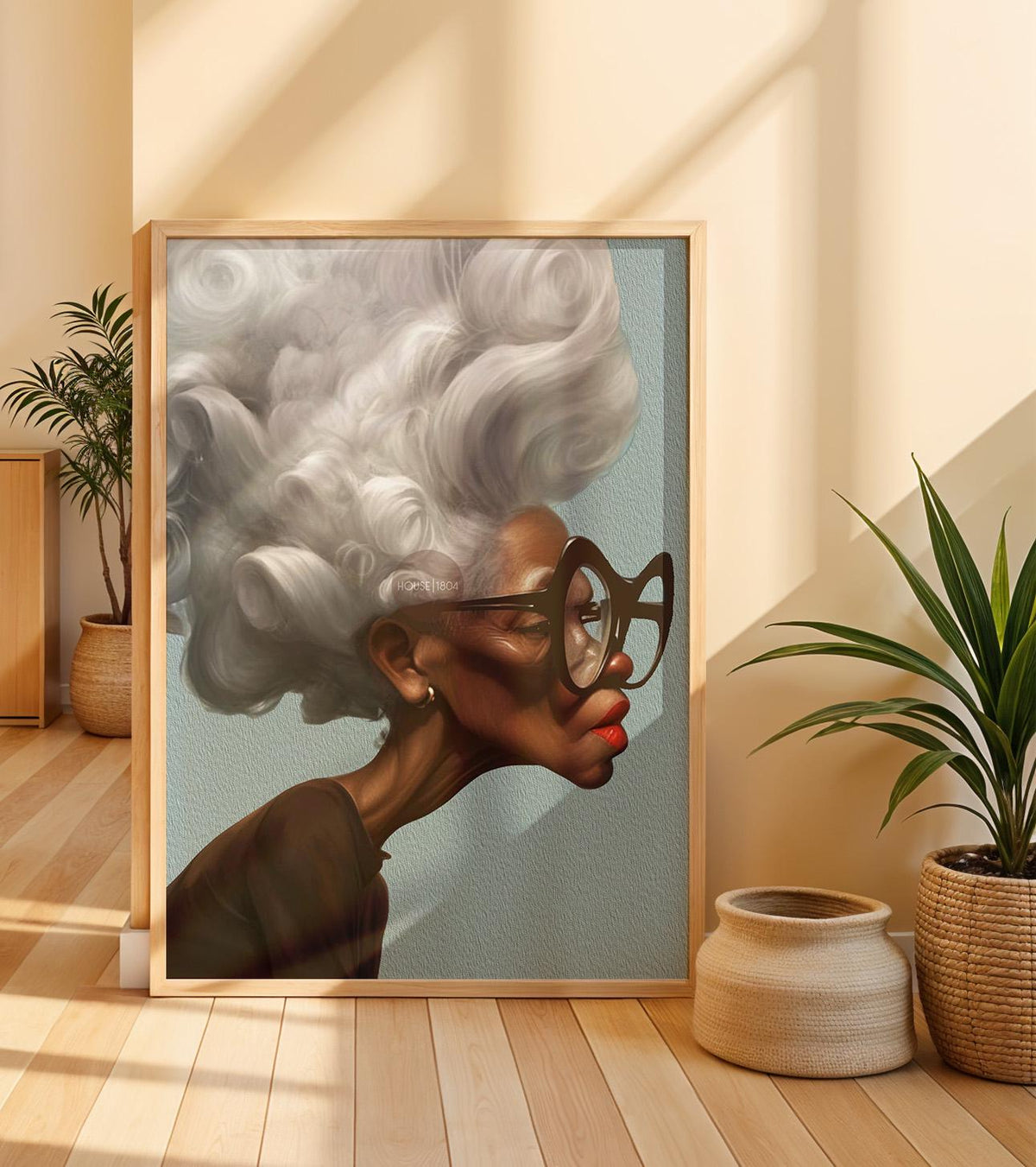 Afrocentric Wall Art Quirky Retro Grandma Portrait Canvas | Framed or Unframed