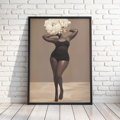 Body Positivity Wall Art, Black Curvy Woman Canvas Print | Framed or Unframed