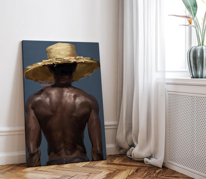 Afro Caribbean Wall Art, Island Black Man Portrait, Deep Blue Sea