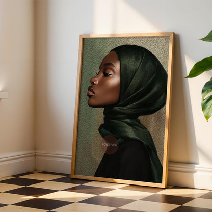 Muslim Black Woman Canvas Art Modern
