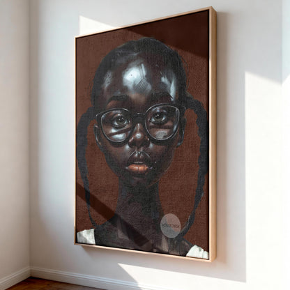 Little Black Girl Wall Art Framed: Afrocentric, African American Children Canvas Print