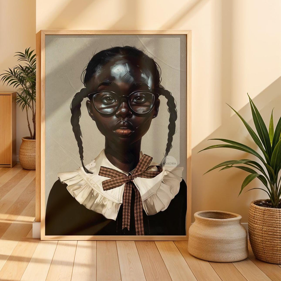 Black Girl Art Print | School Girl Framed Canvas Wall Art