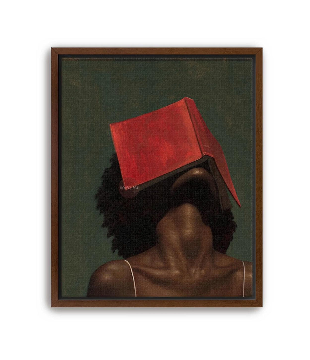 Black Woman Reading Art, Minimalist Green Portrait Canvas Prints!