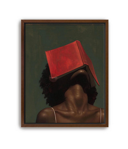 Black Woman Reading Art, Minimalist Green Portrait Canvas Prints!