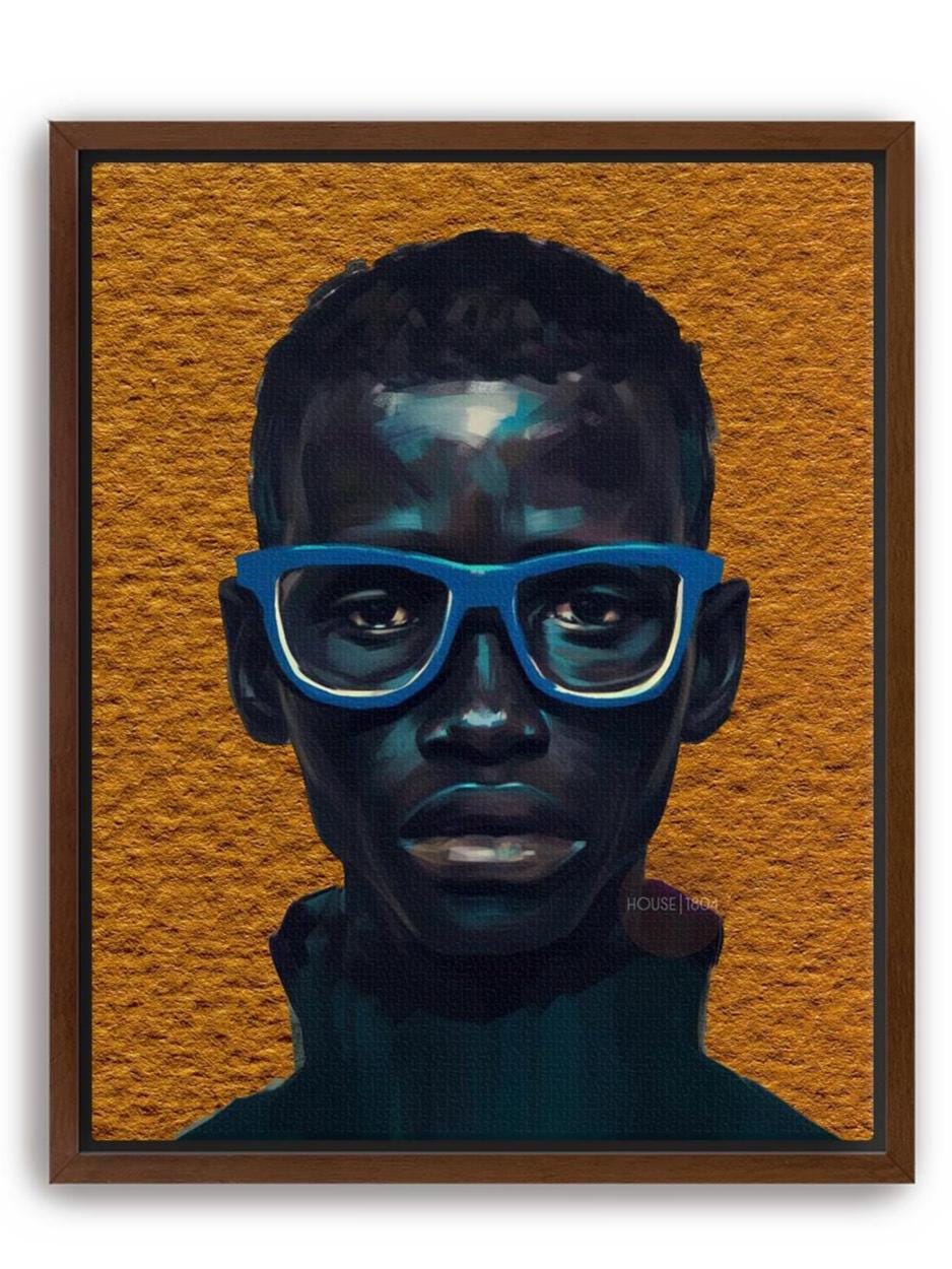 Modern African American Boy Portrait Art: Colorful Canvas Print