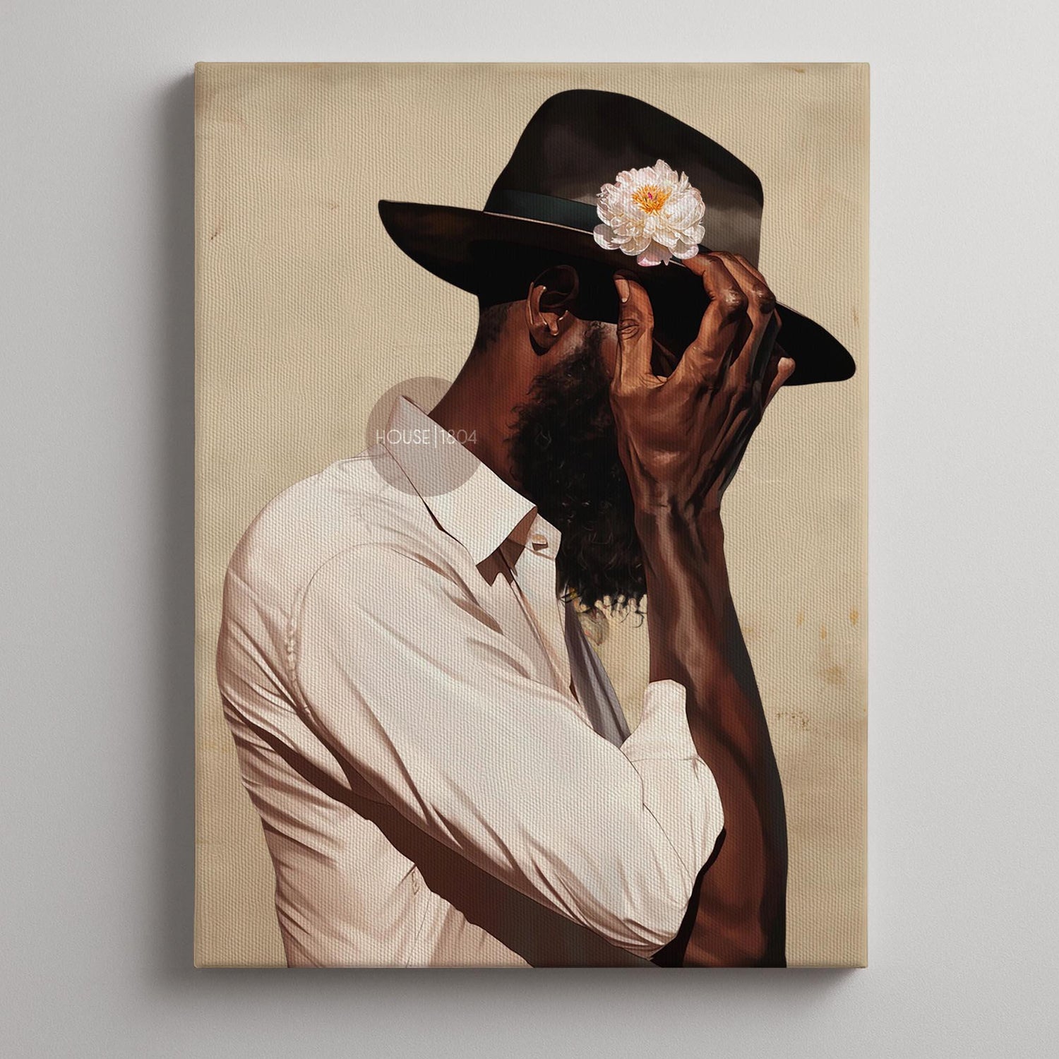 Black Man Portrait Art: Harlem Renaissance Art Print, Beige Background