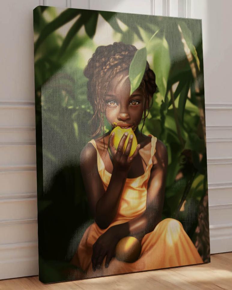 Black Girl Mango World Caribbean Art Print