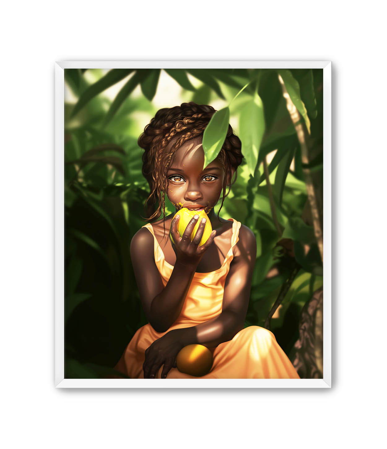 Black Girl Mango World Caribbean Art Print