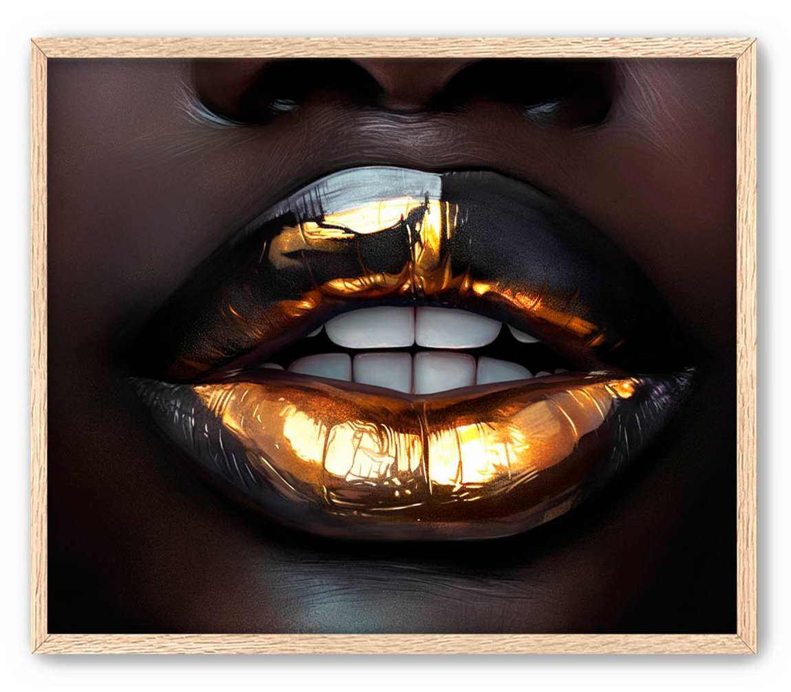 Gold and Black Lips Art Print