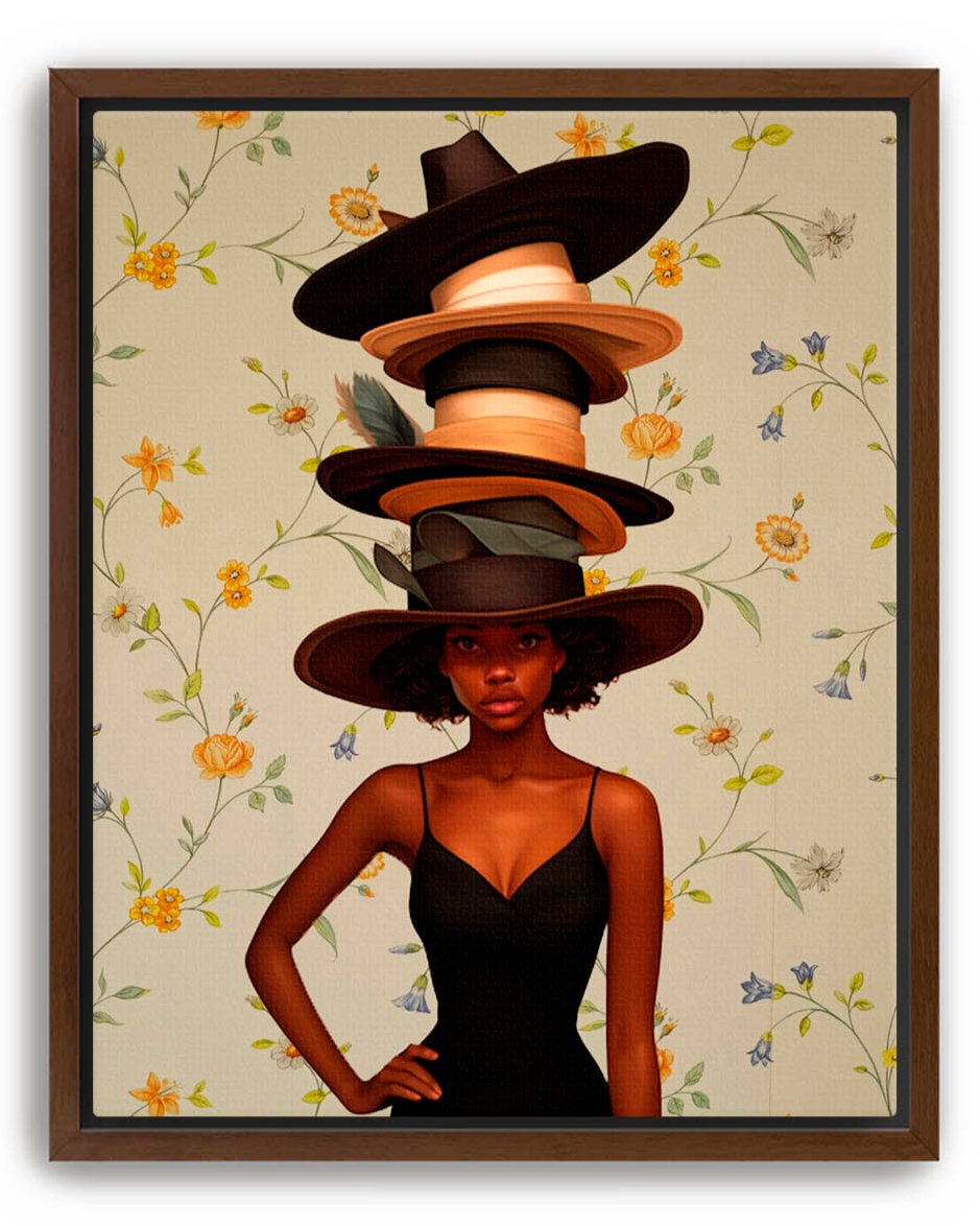 Lady with Vintage Hats Art Print