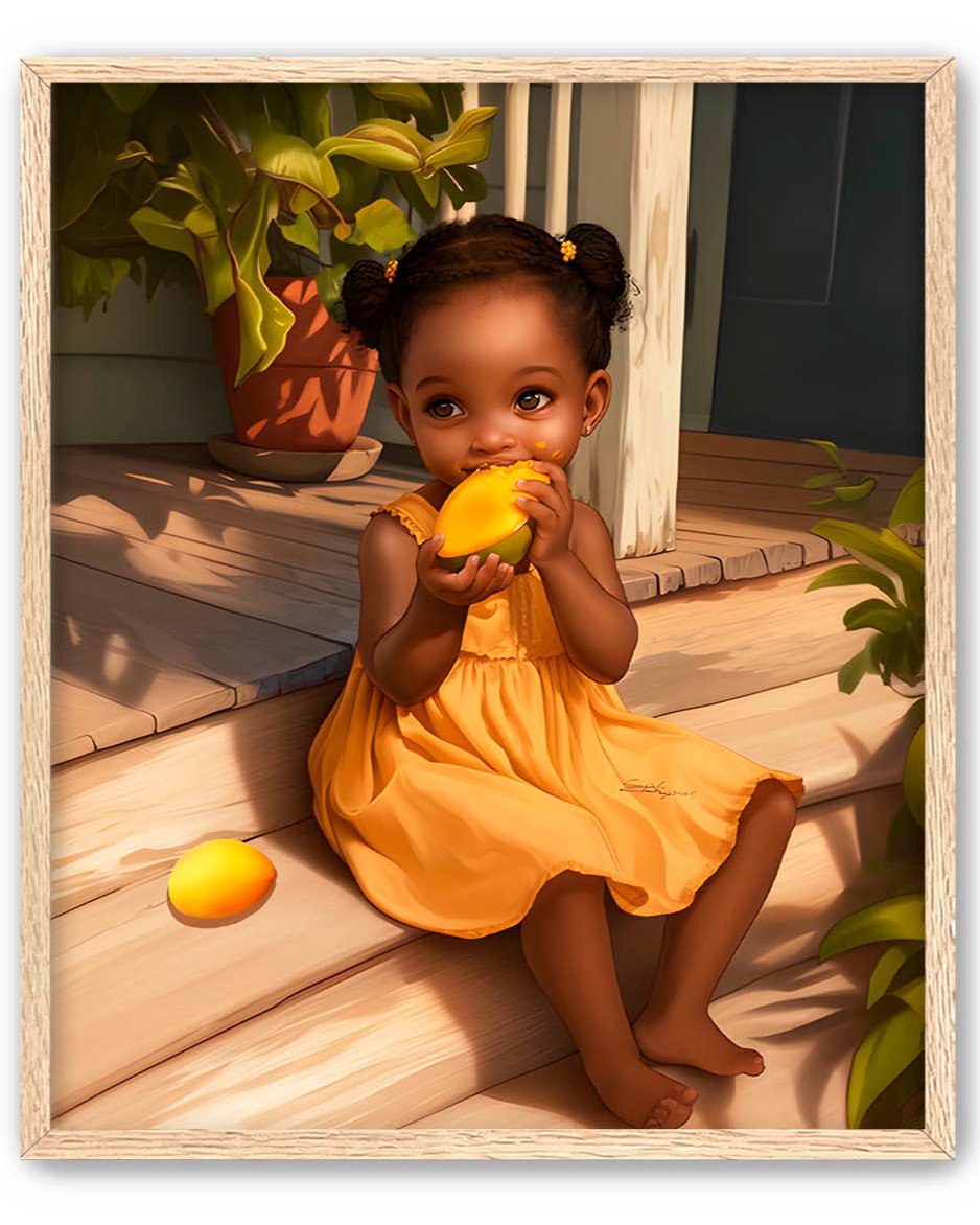 Baby Girl Mango Caribbean Art Print