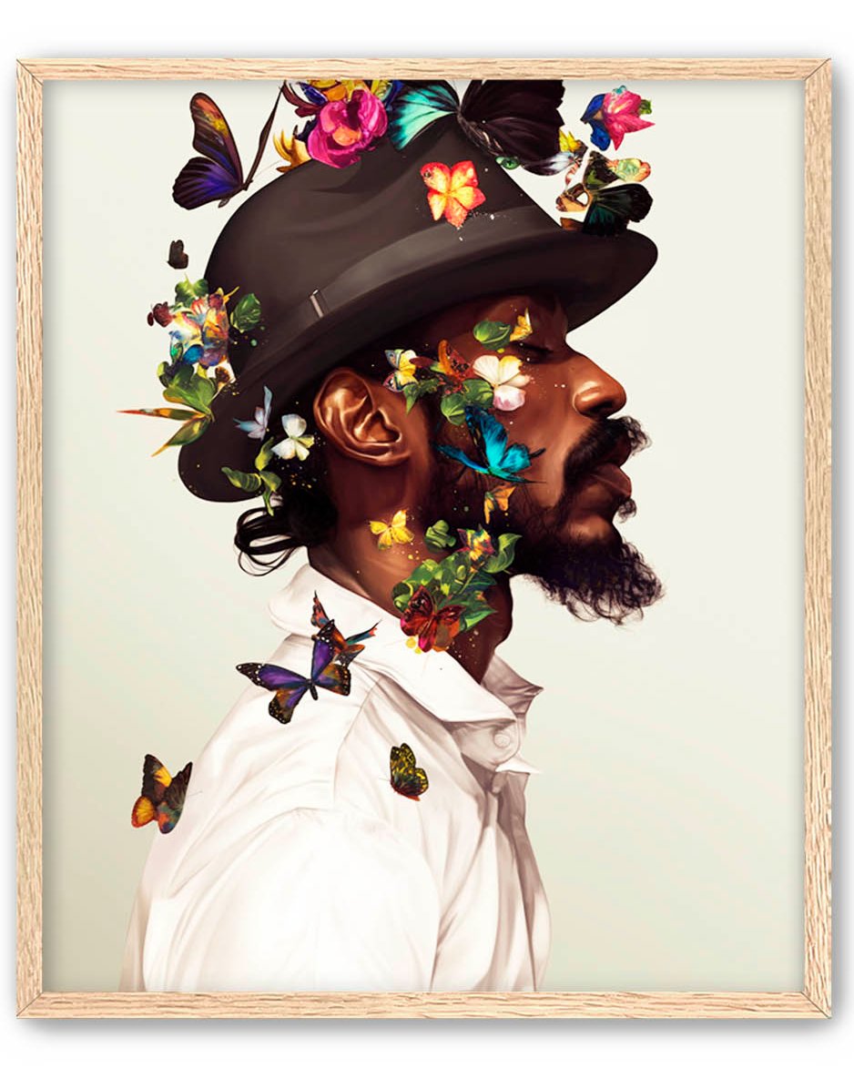 Black Man Floral Wall Art