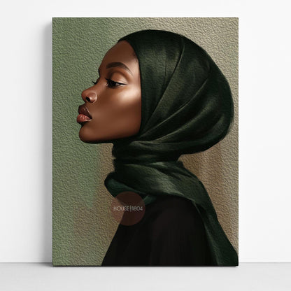 Muslim Black Woman Canvas Art Modern