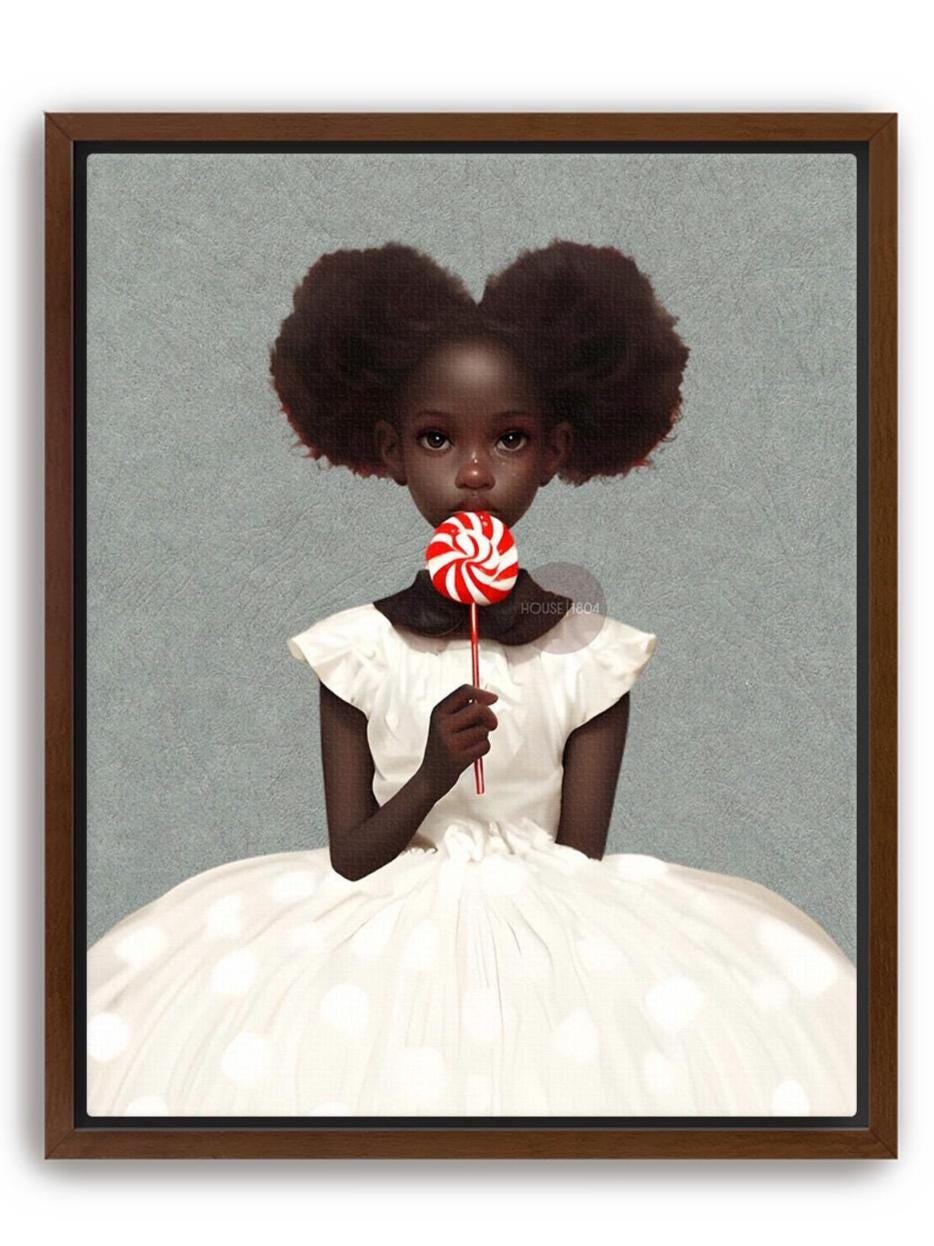 Black Kids Wall Art, Cute Black Girl Nursery Art, Black Toddler Room Art