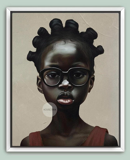 Afrocentric Canvas Art – Black Child Portrait Framed Bold Kids Room Decor