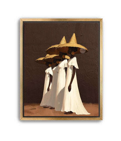 Afrocentric Women Wall Art, Minimalist Brown Canvas Print | Framed or Unframed
