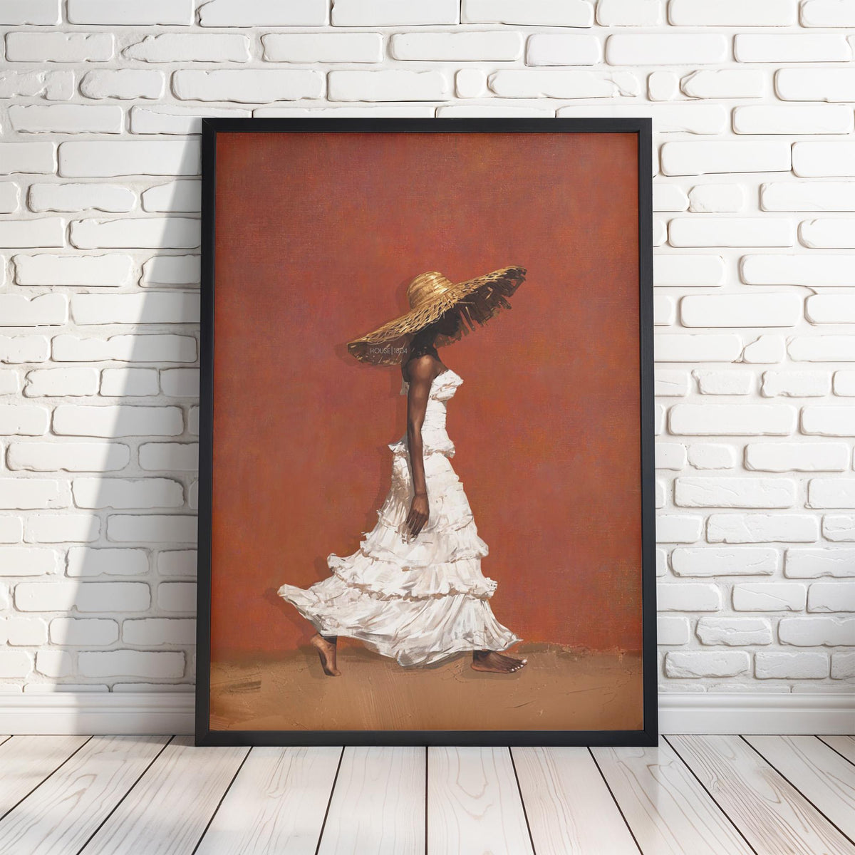 Afrocentric Wall Art, Terracotta Black Woman Portrait Canvas | Framed Unframed