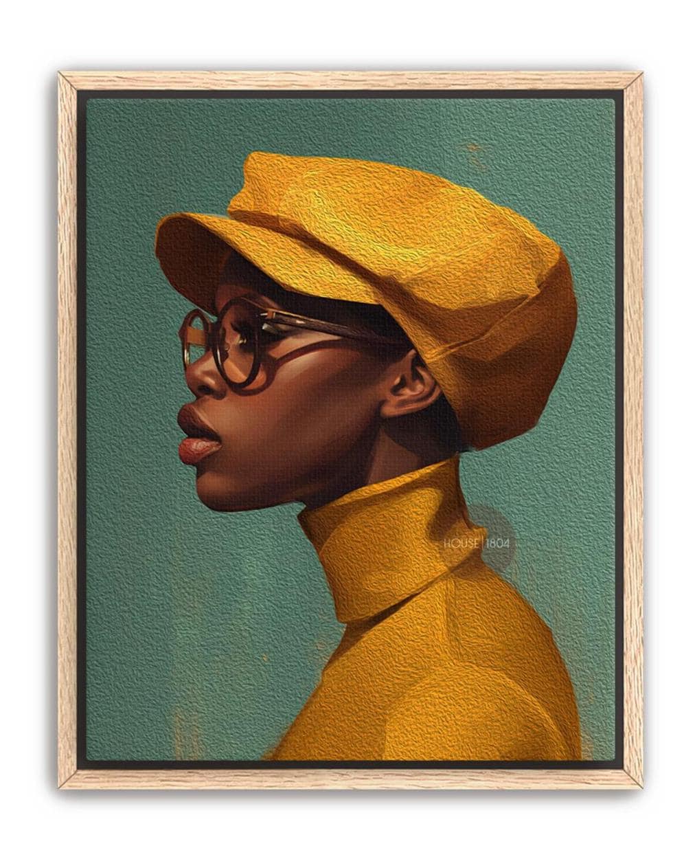 Urban Black Woman Art Print, Bold Yellow &amp; Green, Modern Canvas Wall Decor