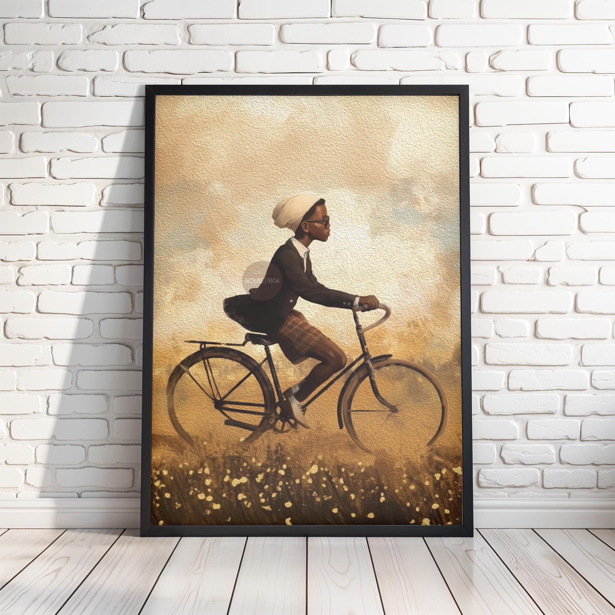 Black Boy Whimsical Framed Canvas Art