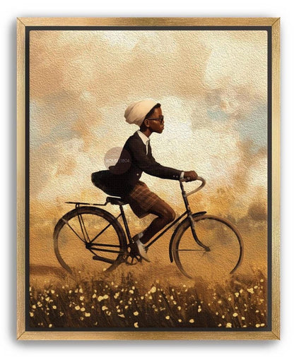 Black Boy Whimsical Framed Canvas Art
