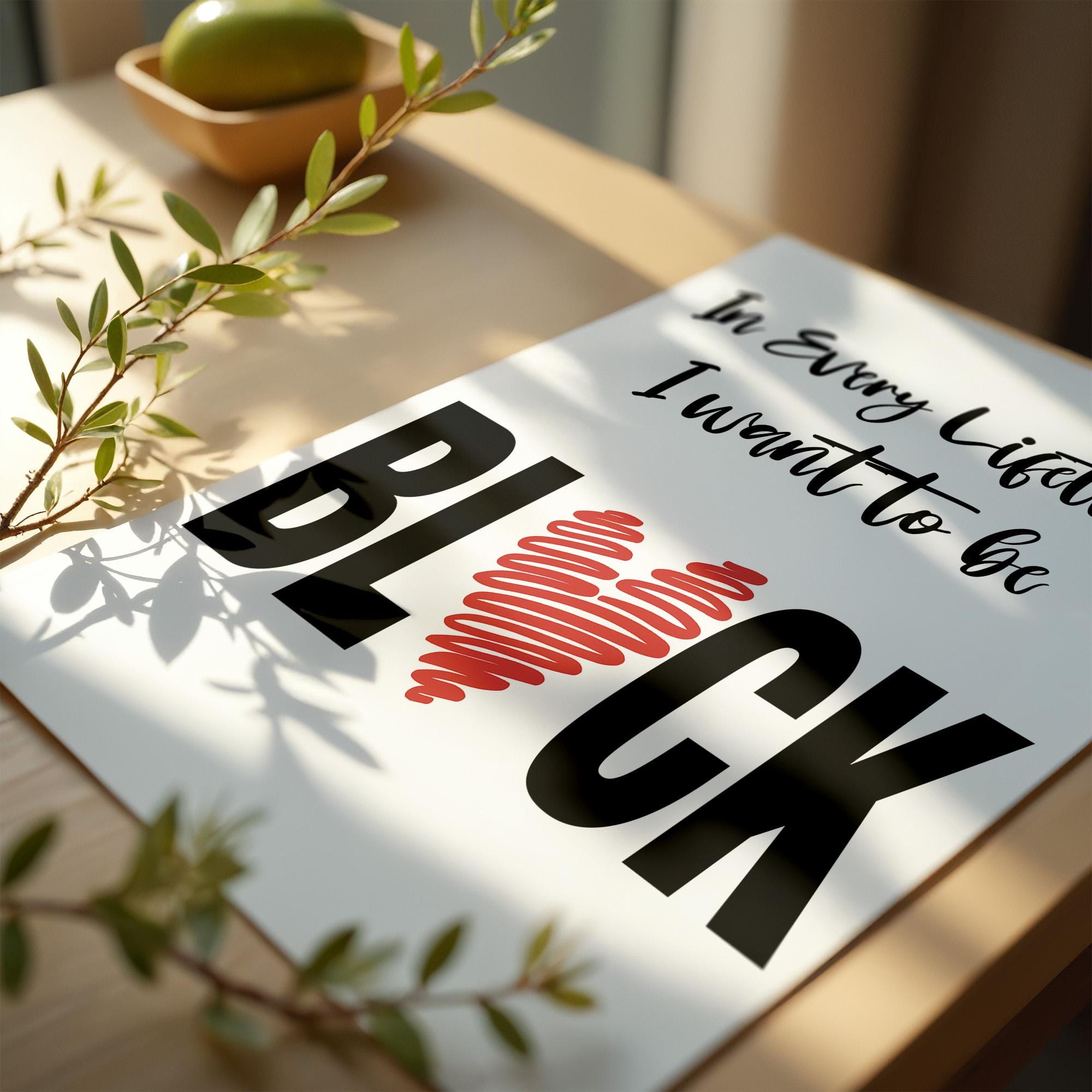 Minimalist Typography Print, Black and Proud